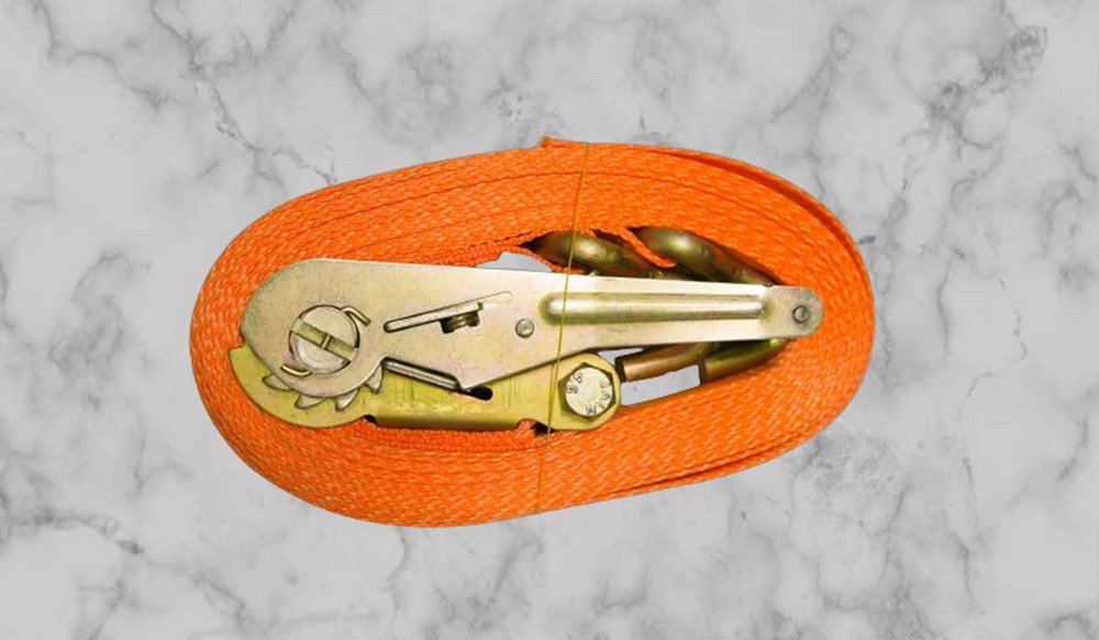 50mm ratchet lashing belt assembly with double hooks